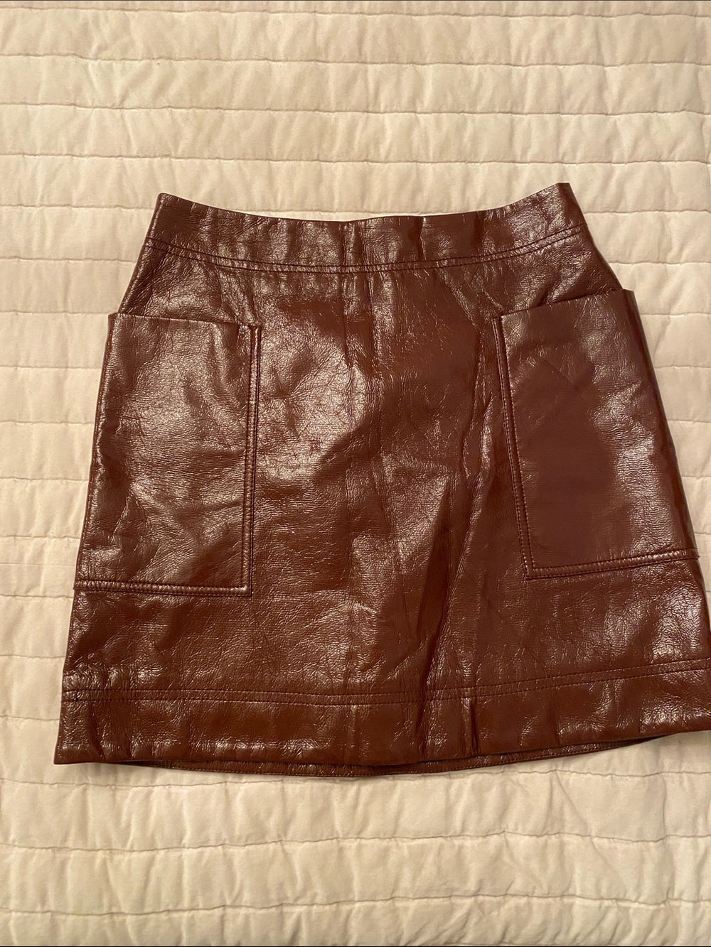 Anthropologie Brown Faux Leather A-Line Skirt
